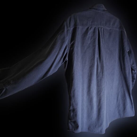 LL Bean Men's Collared Button Up Cotton Shirt Blue & Black XL - Picture 2 of 12